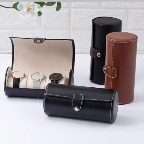 Men's Travel Watch Protective Pouch | Faux Leather Watch Display Case | Watch Display, Storage And Stand | Men's Watch Series Watch Box | Men's Watch Stand