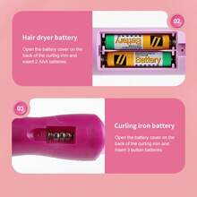 儿童过家家化妆套装，带吹风机玩具（塑料材质，不含粉饼），女孩仿真日常化妆及配饰单肩包套装 - 彩色 - 查看 9