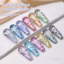 XEIJAYI XEJAYI 15ml 凝胶指甲油，UV LED 可卸甲胶，半永久，DIY 沙龙级美甲凝胶，适合春夏 - 銀色 - 查看 7