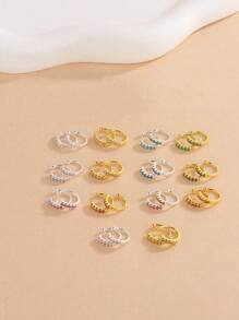 1 buc Set de cleme simple pentru ureche cu strasuri, bijuterii versatile de vară pentru femei, cadou pentru iubită