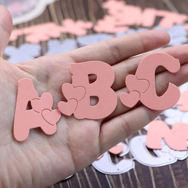 1pc Metal Cutting Dies Stencils Scrapbook Cutting Die For Paper Card Making Scrapbooking DIY Cards Photo Album Craft Decorations Cute Heart Alphabets Die Cuts
