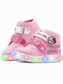 Tenis Bota Luces Led Bubble Gummers Niña Diseño Chic Materiales Ligeros y Cómodos Para Uso Diario - Rosa - Ver 6