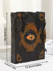 Decorazione ornamentale del libro dell'orrore con occhio demoniaco maledetto, scultura decorativa per la casa, decorazione per le feste