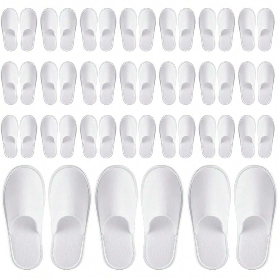 24 pares de pantuflas desechables para invitados - paquete a granel de pantuflas para hotel, spa, viaje, hogar sin zapatos, dedo cerrado (talla US Hombre 10, Mujer 11) - 1 - Ver 1