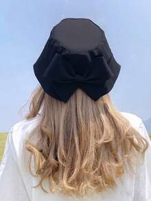 1 件女士时尚宽边蝴蝶结渔夫帽 - 新款时尚蝴蝶结后缝帽，防紫外线太阳帽，韩版休闲太阳帽，适合夏季海滩、钓鱼或日常情人节穿着 - 查看 5