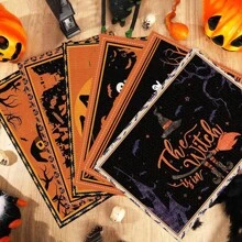 1 pieza/4 piezas Manteles individuales de lino de Halloween, manteles individuales para el desayuno o la cena, accesorios de cocina, fáciles de limpiar, aptos para fiestas de Halloween, mesa de comedor, hogar, restaurante, decoración de restaurante, con diseños de calabaza, bruja y fantasma