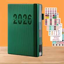 2026 年新日历日志自律签到时间管理一页一天 365 天计划书附带 5 个计划贴纸 A5 计划笔记本学习入门礼物适合工作和学习、学校用品、返校