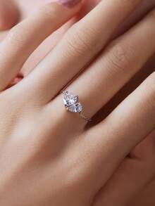 ESBERRY 1 chiếc nhẫn bạc 925 cao cấp, độc đáo, đính đá Zirconia hồng, có thể điều chỉnh kích cỡ, thích hợp làm quà cưới, sinh nhật hoặc quà Ngày của Mẹ cho phụ nữ. - Nhiều màu - Xem 3
