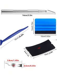 10-częściowy zestaw aluminiowych ściągaczek do przyciemniania szyb samochodowych z filcową krawędzią do przyciemniania szyb samochodowych, w zestawie plastikowa skrobaczka