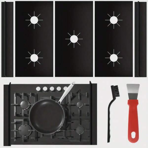 Stove Protective Cover Reusable Burner Cover Resistant Gas Stove Protective Mat, Washable Black Stove Protective Cover Cutting Stove Mat Protective Cover 21.18 X 3 Inch Stove Protective Mat Burner Cover,