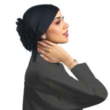 New Simple Solid Color Middle Eastern Malaysian Arabic Chiffon Large Floral Turban Head Wrap Scarf For Women