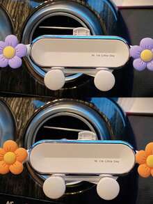 1 pieza Soporte para teléfono de coche con flor púrpura, montaje de ventilación con gravedad para nuevo panel central de navegación del automóvil