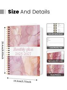 1 caderno de calendário semanal e mensal para mulheres e homens, caderno de ano letivo mensal 2025-2027 com anotações, material de escritório e escolar, presentes perfeitos para material escolar, volta às aulas