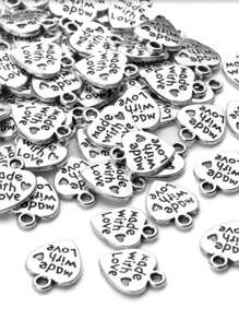WGRXIRANYKM 50/100 Peças Pingente com Forma de Coração Talhado, DIY, Artesanato, Colar, Pulseira, Chaveiro, Achados para Fabricação de Joias