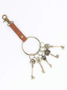 1 Set Magic Key, Gringotts Bank Vault Key With Medieval Vintage PU Leather Keychain, Viking Cosplay Prop, LARP (Live Action Role-Playing) Accessory - A - View 6