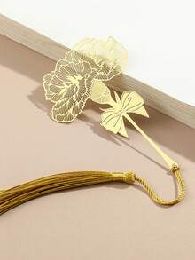 4 件/1 件优雅金属书签，带有花卉和流苏设计 - 铜色、金色装饰 - 理想的教师礼物和办公室配件，精致书签|流苏装饰书签|金属饰面，学校用品，返校