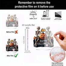 1 Piece, 2D Flat, Acrylic Two Skeletons Drinking Beer Statue Ornament, With Frog Playing Guitar Design, Used For Holiday Home Window Decoration, Suitable For Halloween And Christmas Decoration, No Need For Power, Unique Gift Creativity Home Decor Halloween Decor Fall Decor Room Decor