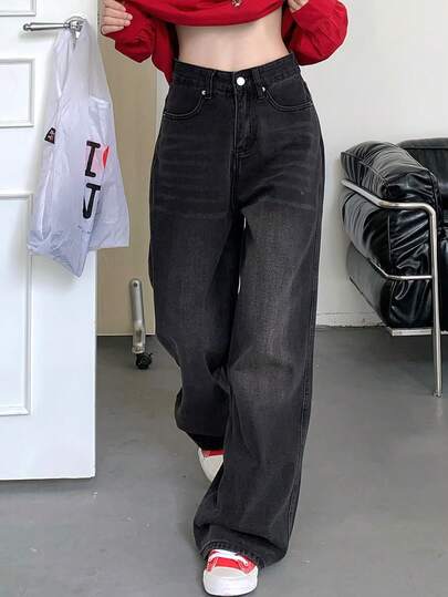 高腰阔腿牛仔裤，夏季新品