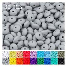 QYDCX Contas de lentilha de silicone faça você mesmo, 6/30/50/100/1800 peças, 12 mm, 30 cores, cordão faça você mesmo e contas acessórias