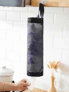 1 件垃圾袋收纳挂袋、壁挂式抽绳鞋袋、厨房塑料袋收纳袋、编织网袋、带挂网收纳的塑料袋架、悬挂式垃圾袋收纳、塑料袋架网格悬挂式收纳、分配器可折叠透气可洗挂网垃圾袋收纳袋家庭厨房用品