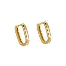Golden Women's Fashionable Minimalist Ring Earrings 18K Gold-Plated Geometric Rectangular Oval Earrings Jewelry Hypoallergenic Materials