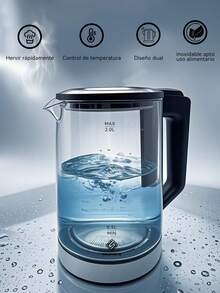 Electric Kettle, Electric Teapot, Cordless Jug, 2 Liters, 1000 W, Stainless Steel, Durable, Boils Water In Minutes, Removable Base, - Clear - View 2