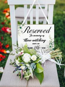 纪念逝去亲人的牌匾，木质婚礼仪式纪念牌，天堂生命庆典，餐厅座位横幅（桉树）