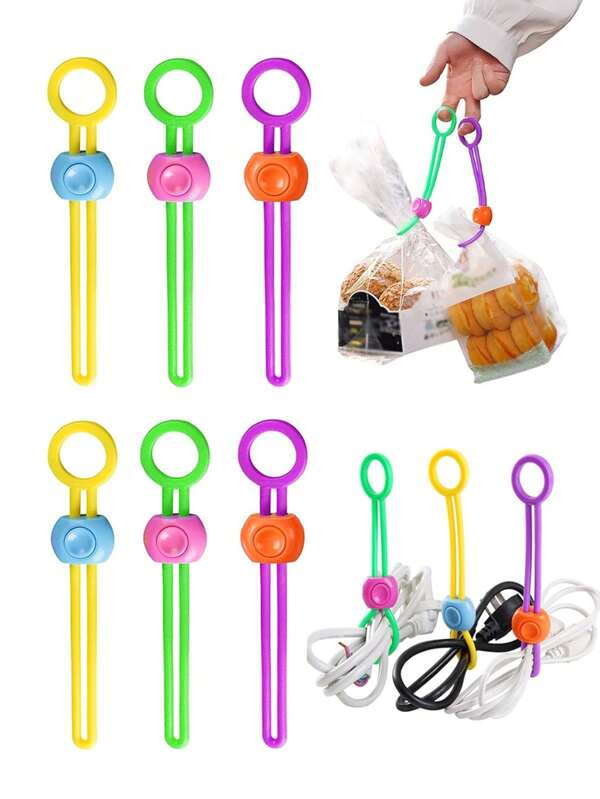 1 Stücke/3 Stücke/9 Stücke/12 Stücke dreifarbiges Snack Frischhalteband mit kreativem Lebensmittel Verschlussring, Kabelführung, Küchenaufbewahrungswerkzeuge, Snack Versiegelungsseil, farbige Verschlussstreifen, Lebensmittel Frischhalte Verschlussclip, dreifarbiger Snack Frischhalte Verschlussclip, Multifunktions Verschlussclip, Kabelführungsseil