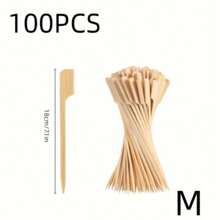 100 件竹签 - 宽扁木签，适用于烧烤、烤肉、开胃菜和熟食 - 适合家庭晚餐、三明治、水果鸡尾酒等 - 熟食配件 | 装饰性烤串 | 木签、竹签 - 彩色 - 查看 14