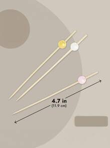 15 Stück Bambus Getränkerührer mit bunten Kugelköpfen - elegante Appetizer-Spieße, geeignet für Appetizer, Fleischbretter, Partygetränke und Obststäbchen - dekorative Lebensmittelstäbchen, Getränkezahnstochern, Appetizer-Accessoires, elegante Partydekoration, Material, Party-Grundausstattung