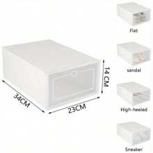 24pcs Shoe Storage Box Stackable, Clear Plastic Shoe Boxes 34x23x14cm - Foldable Shoe Organizer Containers With Lids Transparent Plastic Storage Box Suitable For Women White