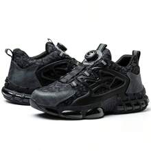 Vatertags Geschenk 1 Paar schwarze leichte Sicherheitsschuhe mit Stahlkappe für Herren und Damen, atmungsaktive Stahlkappen Trainer Schuhe mit Gummisohle für Outdoor Arbeit, Sportschuhe, zum Schutz vor Aufprall und Durchstich, geeignet für Lagerhäuser, Gärtnerei, Schmiedewerkstatt