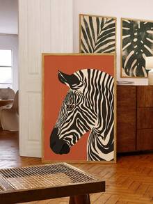 1pc Premium Zebra Art Print Jungle Wall Art & Zebra Stripe Illustration With Vacation Travel Theme, Modern Bohemian Frameless Canvas Poster Tropical Beach Graduation Decor For Bedroom/Living Room/Study/Dorm/Party, Perfect Gift For Her & Wall Prints (Frameless Printable Art, Prints For Wall Decor) - Multicolor - View 1