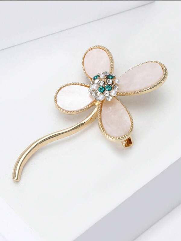 1pc Abalone Clover Brooch With Smooth Petals, Lucky Accessory, Lightweight Women's Brooch Suitable For Casual & Formal Occasions, Birthday/Anniversary/Valentine's Day/Wedding/Graduation Gift - Luxury Accessory For All Year Office Accessories Shirts Jacket Jewelry Christmas Halloween