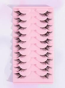 MAGEFY 10 Pairs Half Eyelash Natural Appearance False Eyelash Half Eyelash Cat Eye 17mm Wispy Eyelash Fine Strap 3D Stereoscopic False Eyelash Soft Strap C Curly Natural Eyelash False Eyelash ﻿ ﻿