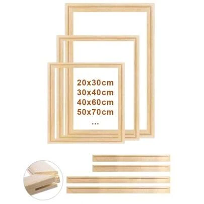 1 set de marco de madera DIY de 30x40 cm, 40x60 cm, 50x70 cm para lienzo, pintura al óleo, pintura de diamantes, hechos con varillas de madera maciza de pino, mortaja y espiga, pincelada gruesa, bastidor tensado, para ejercicios, marco interno de madera para decoración del hogar, sala de estar, dormitorio, regalo de cumpleaños y graduación
