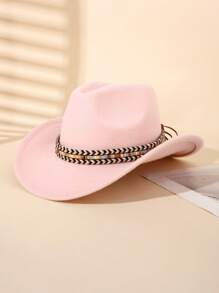 1 pieza Sombrero Trilby de unicolor para niños, Sombrero de vaquero estilo occidental para niñas, Adecuado para fiestas, reuniones y salidas