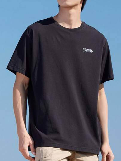 CAMEL CROWN 女士短袖T恤夏季圆领休闲运动时尚印花上衣透气半袖