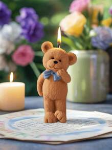 1 pieza Molde de silicona de oso caballero con corbata de moño - Fácil de usar para hacer velas DIY, manualidades de resina y decoración del hogar, adecuado para hacer velas con forma de adorable oso pardo y blanco, perfecto para crear un ambiente acogedor, molde de vela con forma de oso