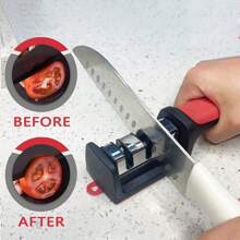 Knife Sharpener Handheld Multi-Function 3 Stages Type Quick Sharpening Tool With Non-Slip Base Kitchen Knives Accessories Gadget-For RV-For Car-Car Accessories-Travel Essentials-1pc/2pcs-Red/Black