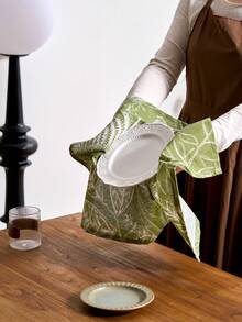 1/4/6/12pcs Green Maple Leaf Print Napkins, Simple Rustic Kitchen Placemats, Rectangle Table Mats For Dining, Parties, Events, All Seasons - Green - View 10