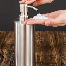 1pc Stainless Steel Refillable Soap Dispenser Pump Bottle For Lotions, Hand Wash, Shampoo, Conditioner, Skincare Products, Bathroom Shower, No Battery Required, Wall Mounted, Mercury-Free, Kitchen & Bathroom AccessoryBathroom Accessories Bathroom Organizer Back To School