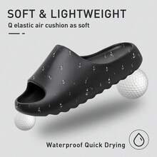 New Cloud Slid For Women And Men, Platform Slid Slippers, Non-Slip Quick Drying Soft Lightweight Shower Sho, Thick Sole Open Toe Slid Sandals For Indoor & Outdoor - Black 8  7 - View 3