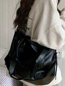 Travel Bag Shoulder Portable Fashion Large Capacity Luggage[8786] - 黑色 - 查看 5