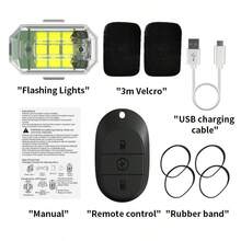 High Brightness RGB LED Strobe Lightwith Remote Control, 7 Color USB RechargeableFlashing Emergency Warning Light For Car,Motorcycle, Bike, Helmet, Bicycle, Drone, Truckand RC Boat (1PCS) - Black - View 8