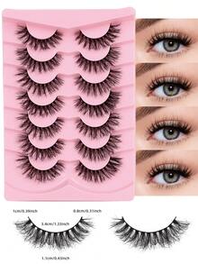 7 Pairs Fluffy Cat Eye Lashes, 6D Curly Thick Faux Mink Eyelashes, Look Like Real Soft Curly Lashes