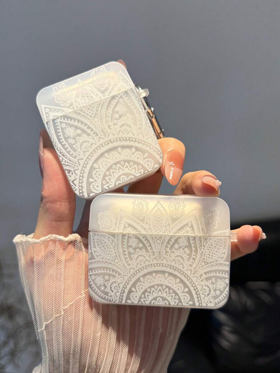 1 Stück vintage, eleganter Kopfhörer Abdeckung mit Blumenmuster - Weiss - Übersicht 1