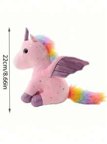 Peluche de unicornio mágico de 22 cm/8.66 pulgadas, lindo unicornio ángel, peluche de unicornio brillante, encantador peluche de unicornio con purpurina, peluche de unicornio soñador, animal de peluche con melena y cola arcoíris, regalo perfecto para cumpleaños, Pascua, Día de San Valentín, decoración del hogar