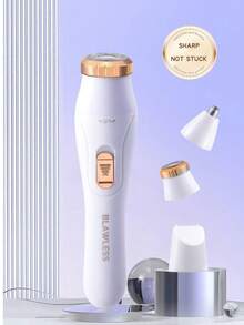 三合一充电式电动剃须刀，适合女性 - 面部、下巴、眉毛、鼻子、胡须、腿部、手臂、腋下和比基尼部位无痛脱毛 - 便携式剃须套装、可充电美容套装、节日礼物、150mAh 锂电池 - 彩色 - 查看 3