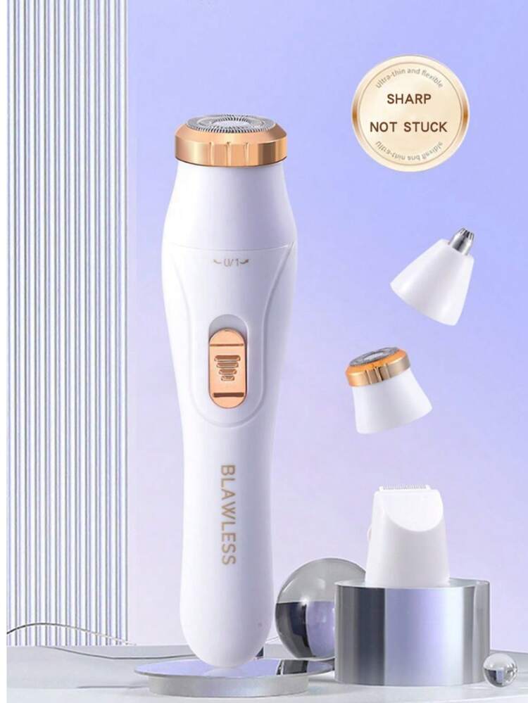 三合一充电式电动剃须刀，适合女性 - 面部、下巴、眉毛、鼻子、胡须、腿部、手臂、腋下和比基尼部位无痛脱毛 - 便携式剃须套装、可充电美容套装、节日礼物、150mAh 锂电池 - 彩色 - 查看 2